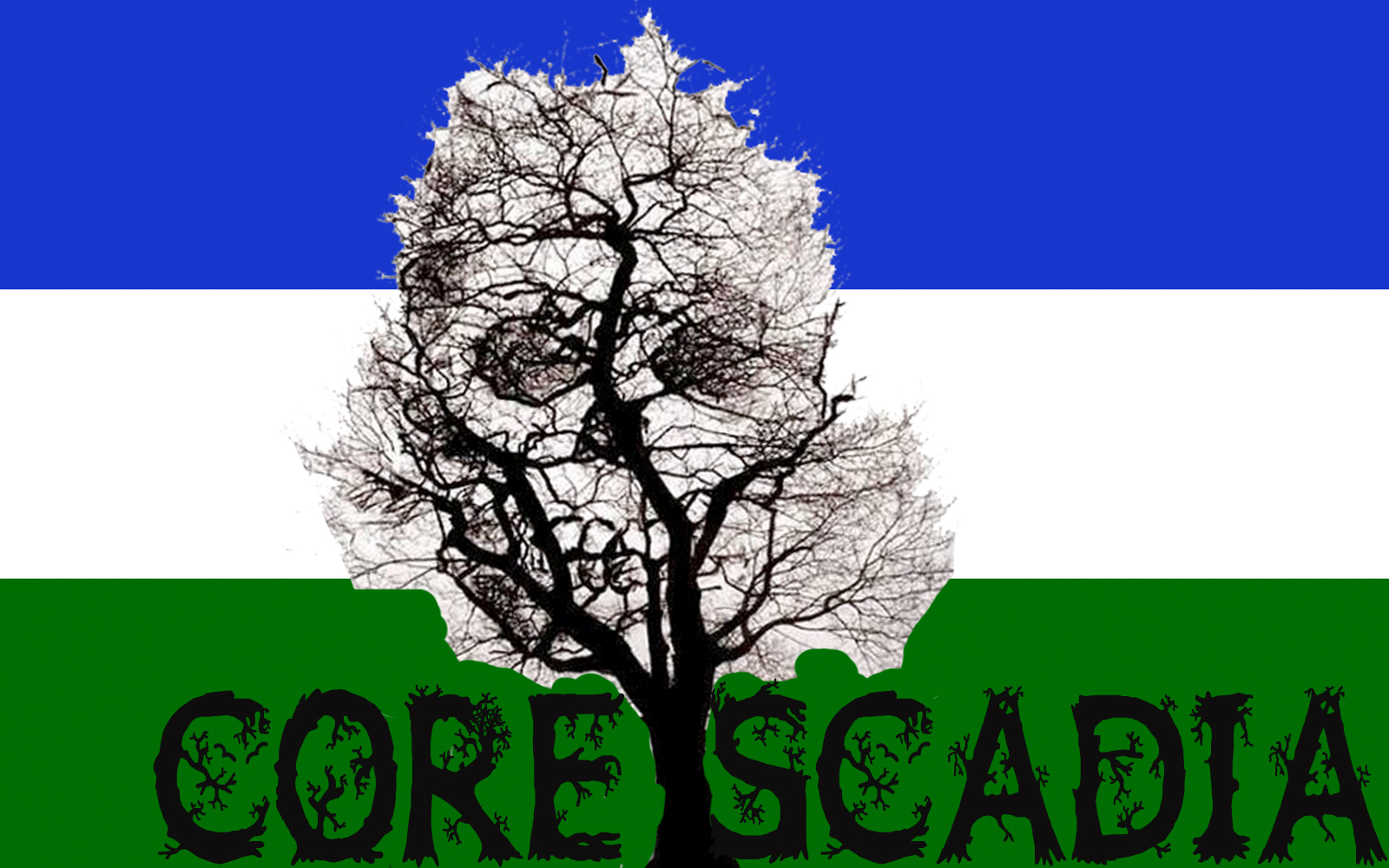 Cascadian flag with skull tree